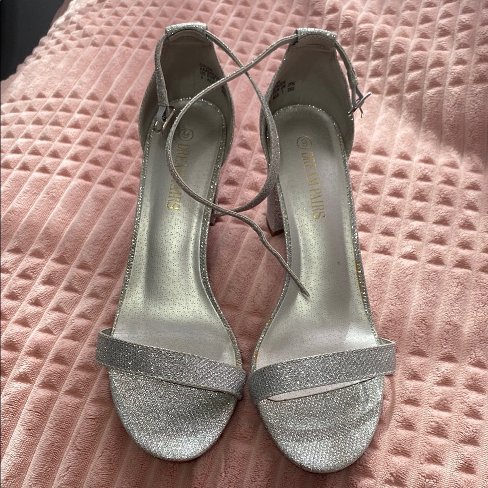 Elegant Silver Strappy Heels